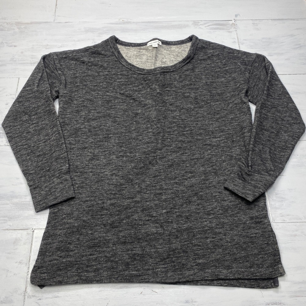 James Perse Standard Top Womens 3 L Grey Heather Cotton Wool Blend WBM3232